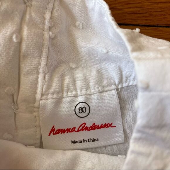 Hanna Andersson White Swiss Dot Eyelet Summer Vacation Cotton Dress 80 18-24 - Picture 2 of 3